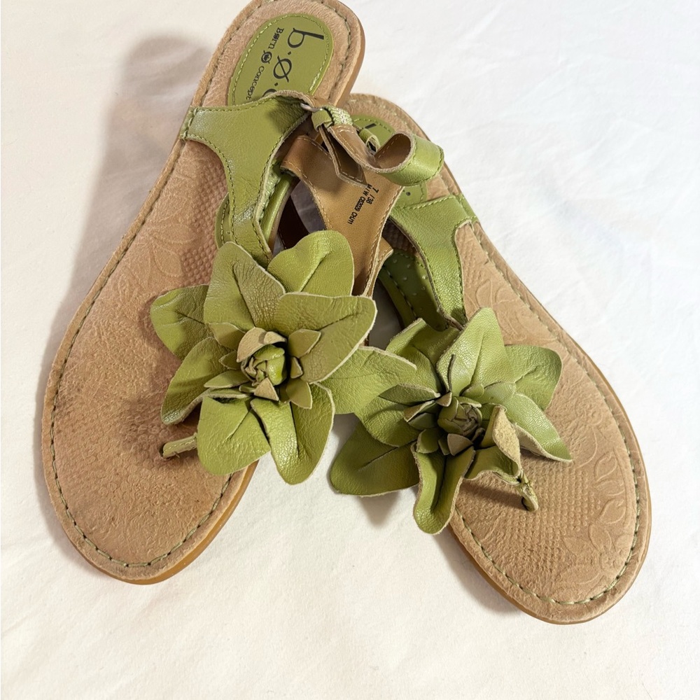 b.o.c. Green Floral leather Sandals